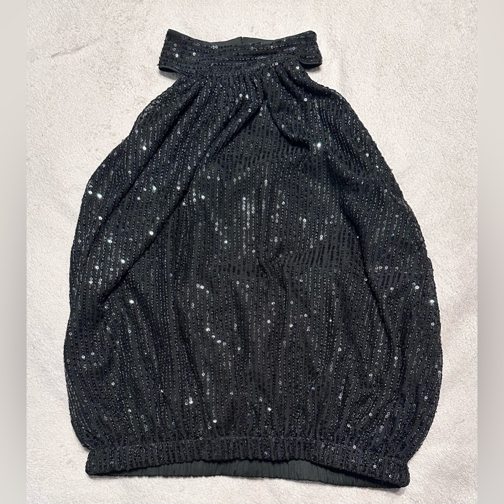 Black, sparkling, club halter top by SHEIN.